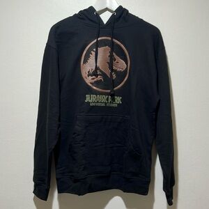 Jurassic Park Hoodie Men Size Small Black Universal Studios Pullover